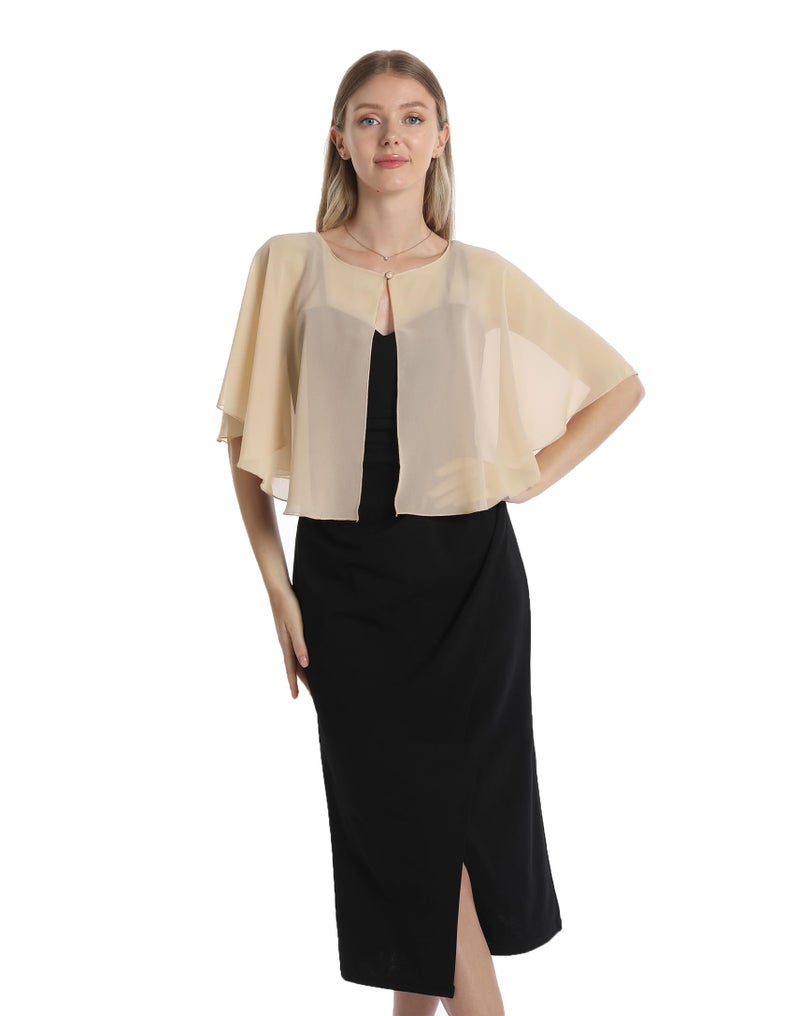 Hotshawl كابليت شيفون هوتشول للنساء - أغطية ووشاح ناعمة لفستان المساء وزفاف (شمبانيا) - Image 4